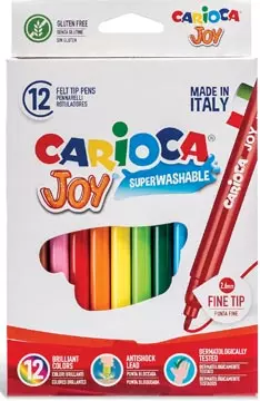 Een Carioca viltstift Superwashable Joy, 12 stiften in een kartonnen etui koop je bij ShopXPress