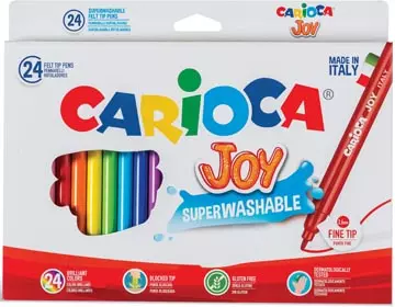 Een Carioca viltstift Superwashable Joy, 24 stiften in een kartonnen etui koop je bij ShopXPress