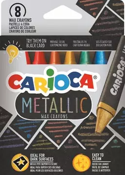 Een Carioca waskrijt Wax Metallic, kartonnen etui van 8 stuks koop je bij ShopXPress