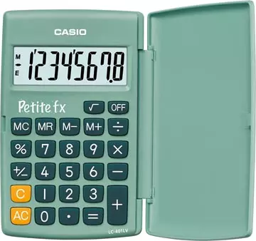 Een Casio zakrekenmachine Petite FX, groen koop je bij ShopXPress