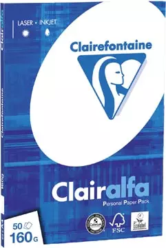 Een Clairefontaine Clairalfa presentatiepapier A4, 160 g, pak van 50 vel koop je bij ShopXPress