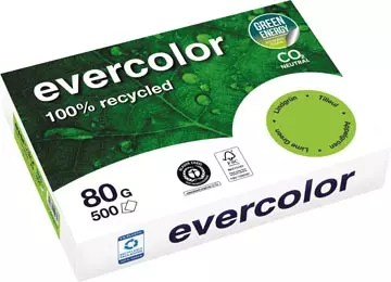 Een Clairefontaine Evercolor, gekleurd gerecycleerd papier, A4, 80 g, 500 vel, appelgroen koop je bij ShopXPress