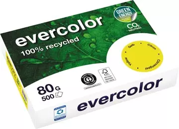 Een Clairefontaine Evercolor, gekleurd gerecycleerd papier, A4, 80 g, 500 vel, citroengeel koop je bij ShopXPress