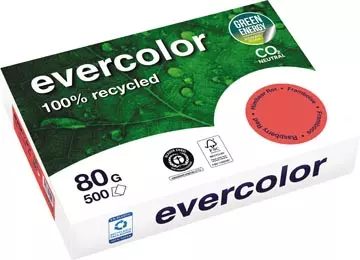 Een Clairefontaine Evercolor, gekleurd gerecycleerd papier, A4, 80 g, 500 vel, framboos koop je bij ShopXPress