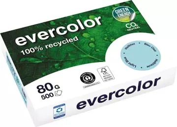 Een Clairefontaine Evercolor, gekleurd gerecycleerd papier, A4, 80 g, 500 vel, helblauw koop je bij ShopXPress