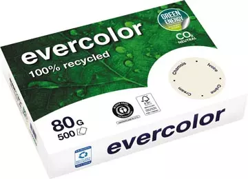 Een Clairefontaine Evercolor, gekleurd gerecycleerd papier, A4, 80 g, 500 vel, ivoor koop je bij ShopXPress