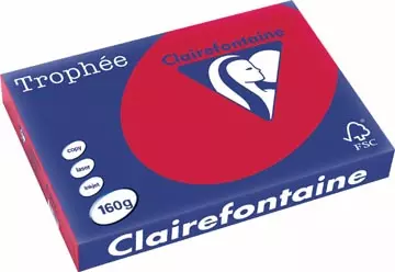 Een Clairefontaine Trophée Intens, gekleurd papier, A3, 160 g, 250 vel, kersenrood koop je bij ShopXPress