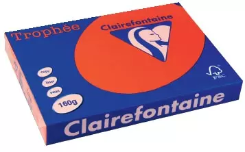 Een Clairefontaine Trophée Intens, gekleurd papier, A3, 160 g, 250 vel, koraalrood koop je bij ShopXPress