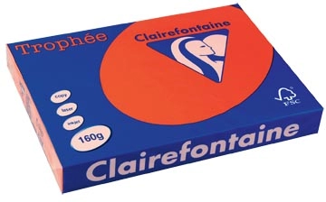 Een Clairefontaine Trophée Intens, gekleurd papier, A3, 160 g, 250 vel, koraalrood koop je bij ShopXPress