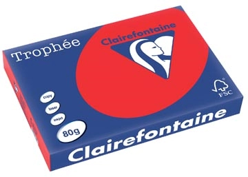 Een Clairefontaine Trophée Intens, gekleurd papier, A3, 80 g, 500 vel, koraalrood koop je bij ShopXPress