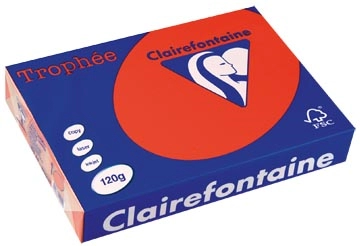 Een Clairefontaine Trophée Intens, gekleurd papier, A4, 120 g, 250 vel, koraalrood koop je bij ShopXPress