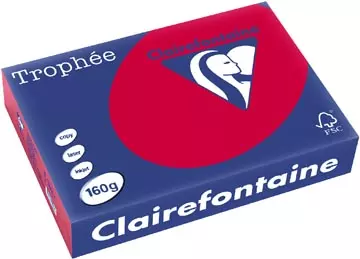 Een Clairefontaine Trophée Intens, gekleurd papier, A4, 160 g, 250 vel, kersenrood koop je bij ShopXPress