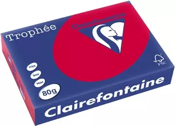 Een Clairefontaine Trophée Intens, gekleurd papier, A4, 80 g, 500 vel, kersenrood koop je bij ShopXPress