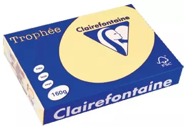 Een Clairefontaine Trophée Pastel, gekleurd papier, A4, 160 g, 250 vel, kanariegeel koop je bij ShopXPress