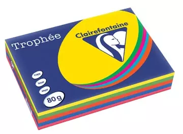 Een Clairefontaine Trophée intens A4, 80 g, 5 x 100 vel, geassorteerde kleuren koop je bij ShopXPress