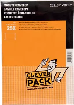 Een Cleverpack monsterenveloppen, ft 262 x 371 x 38 mm, met stripsluiting, wit, pak van 25 stuks koop je bij ShopXPress