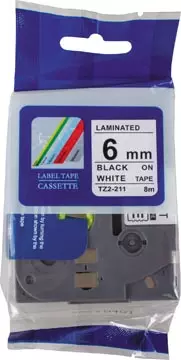 Een Compatible tape voor Brother P-touch, 6 mm, zwart op wit koop je bij ShopXPress