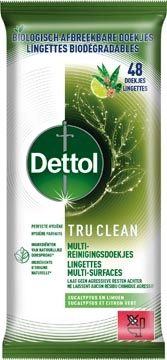 Een Dettol reiningsdoekjes TruClean, eucalyptus en limoen, pak van 48 stuks koop je bij Supplierz BV