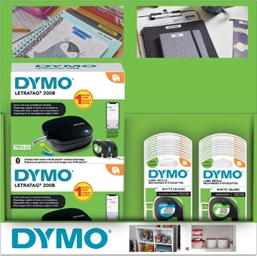 Een Display Dymo: 6 x LetraTag 200B promopack + 20 x tape (10 x papier en 10 x plastic) koop je bij Supplierz BV