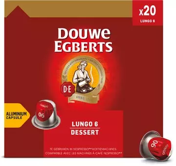 Een Douwe Egberts Lungo Dessert koffiecapsules, pak van 20 stuks koop je bij ShopXPress