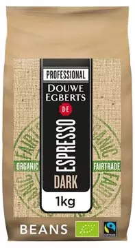 Een Douwe Egberts koffiebonen Espresso Dark Roast, bio & fairtrade, pak van 1 kg koop je bij ShopXPress