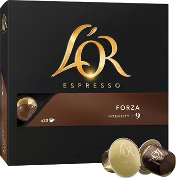 Een Douwe Egberts L'Or Intensity koffiecapsules, Forza, pak van 20 stuks koop je bij ShopXPress