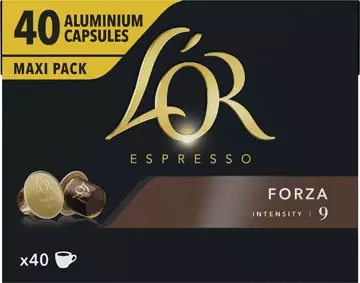 Een Douwe Egberts L'Or Intensity koffiecapsules, Forza, pak van 40 stuks koop je bij ShopXPress