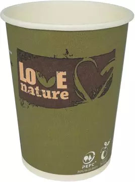 Een Drinkbeker uit karton Love Nature, 200 ml, pak van 50 stuks koop je bij Supplierz BV