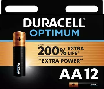 Een Duracell batterij Optimum AA, blister van 12 stuks koop je bij ShopXPress