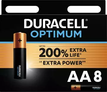 Een Duracell batterij Optimum AA, blister van 8 stuks koop je bij ShopXPress