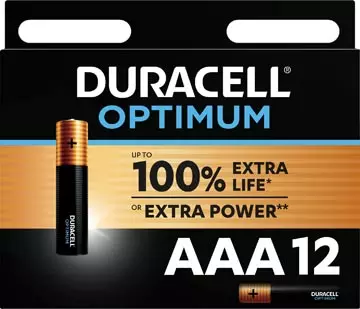 Een Duracell batterij Optimum AAA, blister van 12 stuks koop je bij ShopXPress