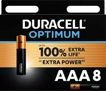 Een Duracell batterij Optimum AAA, blister van 8 stuks koop je bij ShopXPress