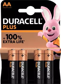 Een Duracell batterij Plus 100% AA, blister van 4 stuks koop je bij ShopXPress