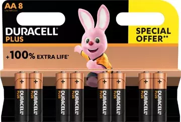 Een Duracell batterij Plus 100% AA, blister van 8 stuks koop je bij ShopXPress