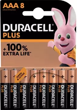 Een Duracell batterij Plus 100% AAA, blister van 8 stuks koop je bij ShopXPress