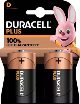 Een Duracell batterij Plus 100% D, blister van 2 stuks koop je bij ShopXPress