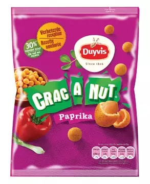 Een Duyvis nootjes Crac A Nut paprika, zakje van 200 gram koop je bij ShopXPress