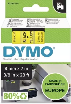 Een Dymo D1 tape 9 mm, zwart op geel koop je bij Supplierz BV