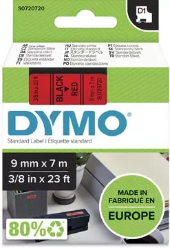 Een Dymo D1 tape 9 mm, zwart op rood koop je bij ShopXPress