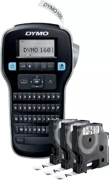 Een Dymo LabelManager 160 Value Pack: 3 x D1 tape, zwart op wit, 12 mm + 1 x LabelManager 160P, qwerty koop je bij ShopXPress