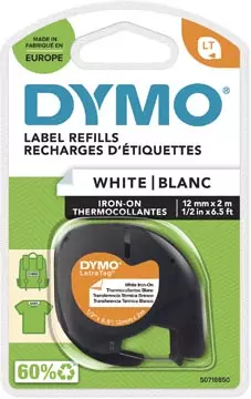 Een Dymo LetraTAG opstrijkbare tape 12 mm, wit koop je bij ShopXPress