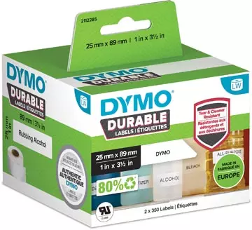 Een Dymo duurzame etiketten LabelWriter ft 25 x 89 mm, 2 x 350 etiketten koop je bij ShopXPress