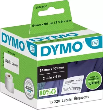 Een Dymo etiketten LabelWriter ft 101 x 54 mm, wit, 220 etiketten koop je bij ShopXPress