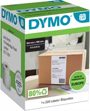 Een Dymo etiketten LabelWriter ft 104 x 159 mm, wit, 220 etiketten koop je bij ShopXPress