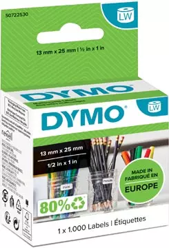 Een Dymo etiketten LabelWriter ft 13 x 25 mm, verwijderbaar, wit, 1000 etiketten koop je bij ShopXPress