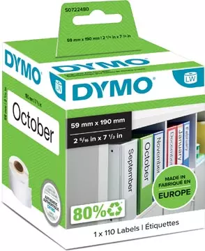 Een Dymo etiketten LabelWriter ft 190 x 59 mm, wit, 110 etiketten koop je bij ShopXPress