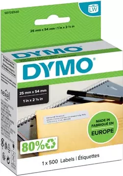 Een Dymo etiketten LabelWriter ft 25 x 54 mm, wit, 500 etiketten koop je bij ShopXPress