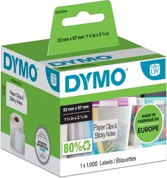 Een Dymo etiketten LabelWriter ft 57 x 32 mm, verwijderbaar, wit, 1000 etiketten koop je bij ShopXPress