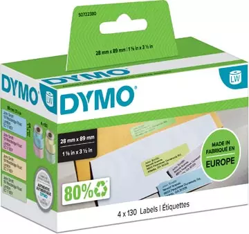 Een Dymo etiketten LabelWriter ft 89 x 28 mm, geassorteerde kleuren, 520 etiketten koop je bij ShopXPress