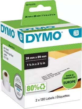 Een Dymo etiketten LabelWriter ft 89 x 28 mm, wit, 260 etiketten koop je bij ShopXPress